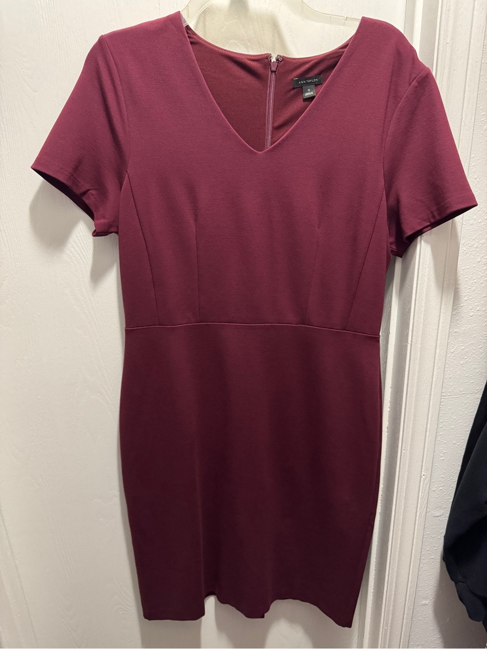 NWOT Ann Taylor Maroon V-Neck Short-Sleeve Sheath Dress